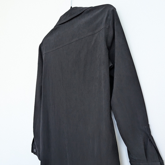 Vintage Talbots Structured Button Front Maxi Dress Sz 6 in Black Goth Modest - Picture 11 of 16